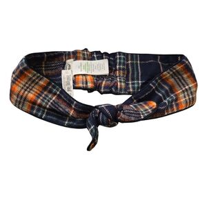 NWT Aerie Blue Plaid Flannel Sleep Headband with Bow
